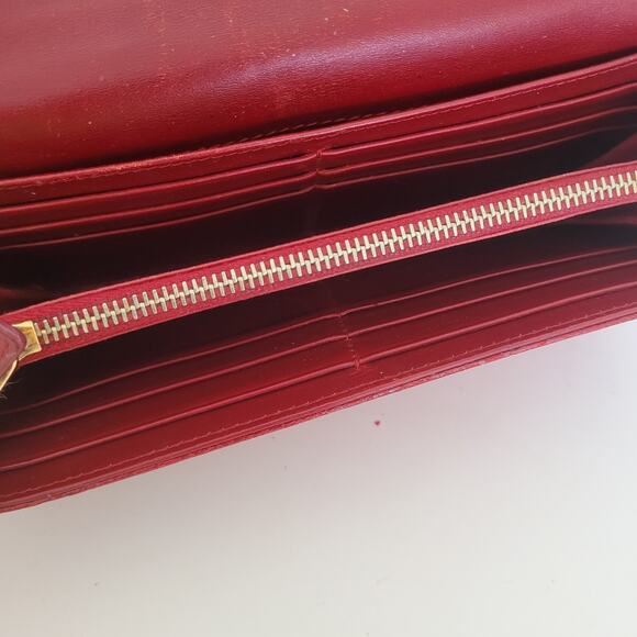 MIU MIU Red Croc Leather Envelope Wallet Clutch Large Designer Authentic - Picture 4 of 14